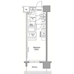 ザ・パークハビオ目黒 ワンルームの間取図画像