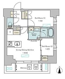 ブリリアイスト武蔵小杉 2LDKの間取図画像