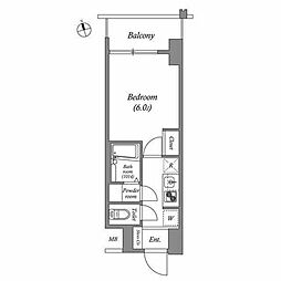ディームス品川南大井 1Kの間取図画像