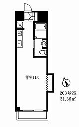 ハイツ鷹番 ワンルームの間取図画像