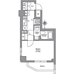 LUXURYAPARTMENT白金 1Kの間取図画像