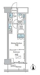 パークアクシス新宿百人町 1DKの間取図画像