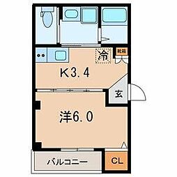 メルグラース戸越銀座 1Kの間取図画像
