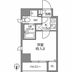 アジールコート中野坂上 1Kの間取図画像