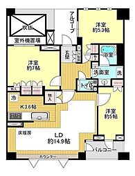 パークハウス玉川岡本 3LDKの間取図画像