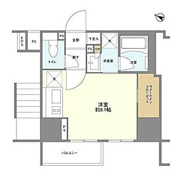 ピアース麻布十番 ワンルームの間取図画像