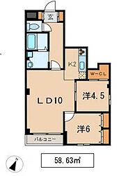 メゾンシャルマン 2LDKの間取図画像