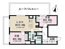 アドミラル碑文谷 2LDKの間取図画像