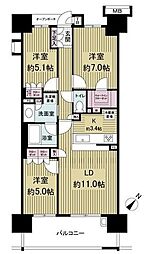 東京フロントコートデッキウイング 3LDKの間取図画像