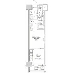 ザ・パークハビオ日本橋三越前 1LDKの間取図画像