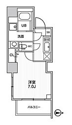グラシアプレイス大森町 1Kの間取図画像