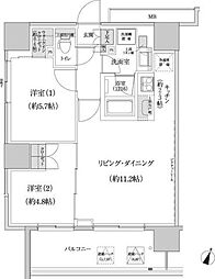 パークハビオ渋谷本町レジデンス 2LDKの間取図画像