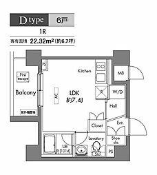 プラウドフラット早稲田 ワンルームの間取図画像