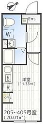 ザパークエクシア大崎 ワンルームの間取図画像