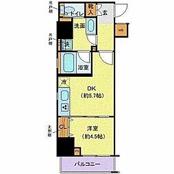 クレイシア秋葉原ラグゼスウィート 1DKの間取図画像