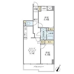 KDXレジデンス二子玉川 2LDKの間取図画像