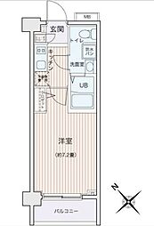 エコロジー都立大学レジデンス 1Kの間取図画像