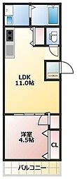 プルナス蒲田 1LDKの間取図画像