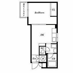 グランディール麻布十番 1DKの間取図画像
