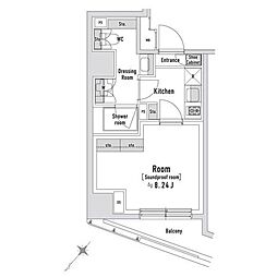 トラック八丁堀 1Kの間取図画像