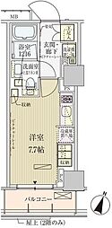 パークアクシス赤坂見附 ワンルームの間取図画像