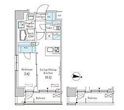 パークアクシス東高円寺 1LDKの間取図画像