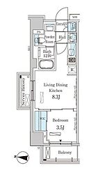 パークアクシス木場キャナルウエスト 1LDKの間取図画像