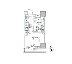 ベルファース芝浦タワー 1Kの間取図画像