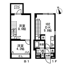 ノゾミオ祐天寺 2DKの間取図画像