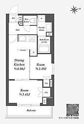 杉並区荻窪2丁目マンション 2DKの間取図画像