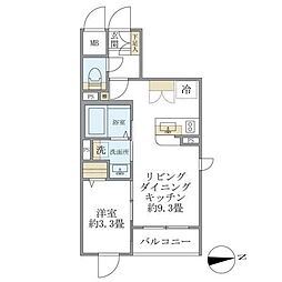 ラペルラ桜新町 1LDKの間取図画像
