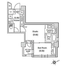 スタイリオ元住吉2 1DKの間取図画像