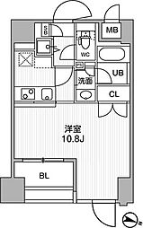 東神田テラスレジデンス ワンルームの間取図画像