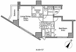 レジディアタワー中目黒 1LDKの間取図画像