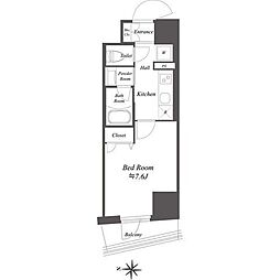 ドゥーエ亀戸2 1Kの間取図画像