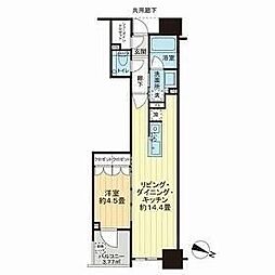 プラウド千代田淡路町 1LDKの間取図画像