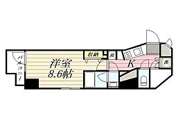 グランパセオ麻布十番 1Kの間取図画像