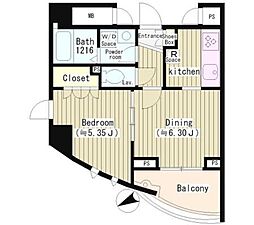 アーレア戸越公園 1DKの間取図画像