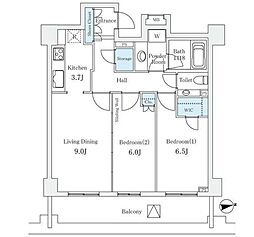 グレンパーク駒場WEST 2LDKの間取図画像