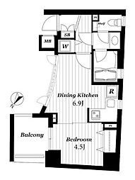 レックス赤坂レジデンス 1DKの間取図画像