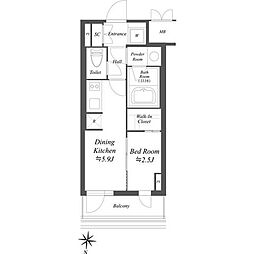 アイフラット文京本駒込 1DKの間取図画像