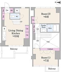 ロカテラーザ 2LDKの間取図画像