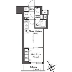 BluRock後楽園 1DKの間取図画像