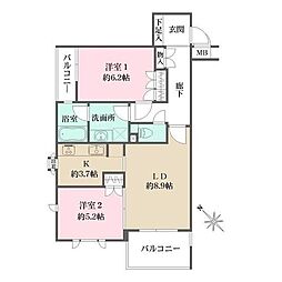 藤和シティホームズ代々木 2LDKの間取図画像