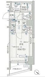 プレール・ドゥーク豊洲 1Kの間取図画像