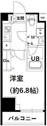 メインステージ三田アーバンスクエア 1Kの間取図画像