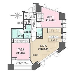 ザ・パークハウス代官山レジデンス 2LDKの間取図画像