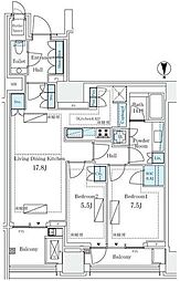 三田ガーデンヒルズE棟 2LDKの間取図画像