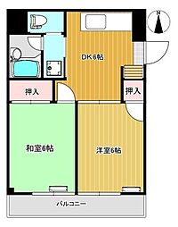 矢口ブラウンハイツ 2DKの間取図画像