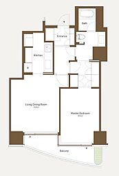 愛宕グリーンヒルズフォレストタワー 1LDKの間取図画像